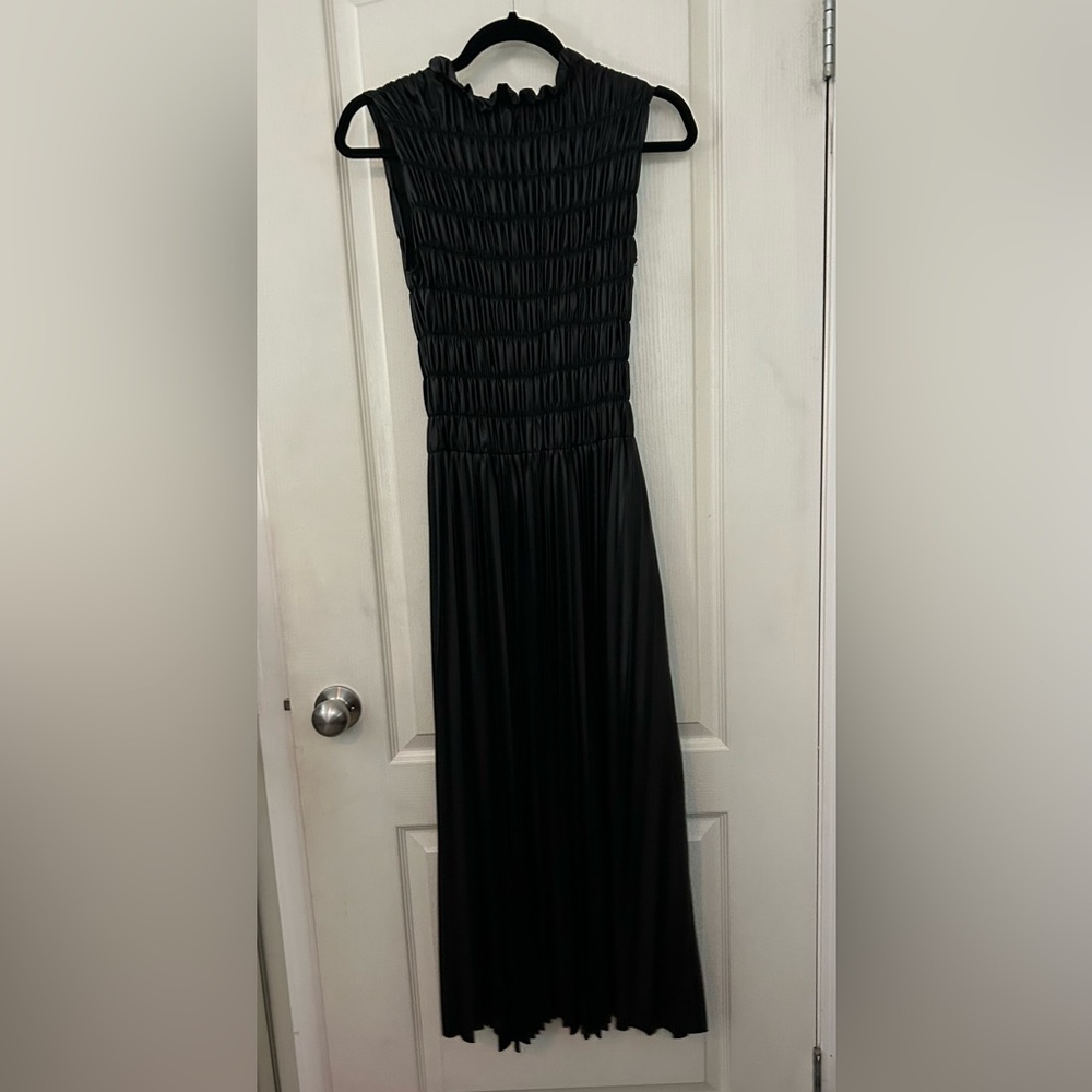 Zara Faux Leather Pleated Maxi Dress - Picture 4 of 8